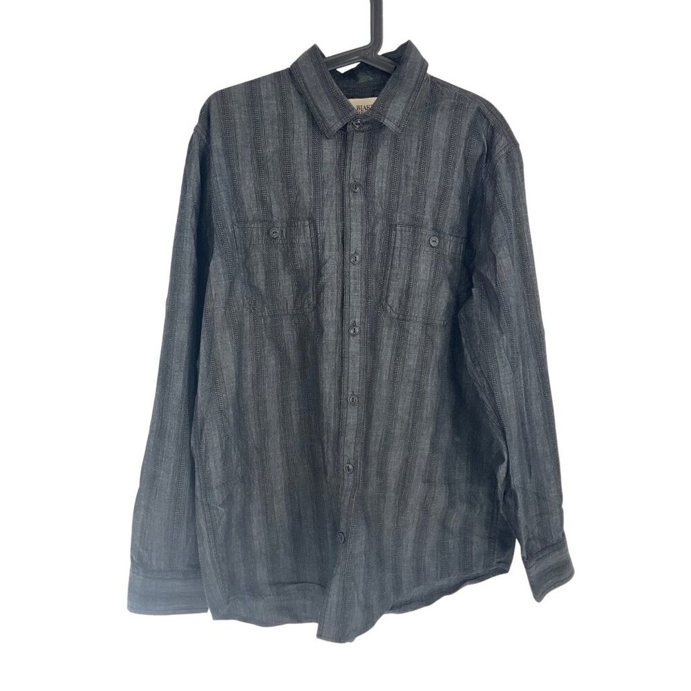 Blake Shelton Lands End Mens Long-Sleeve Button-Up Shirt L Cotton black western